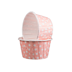 Капсулы для капкейков жесткий борт "Розовый\Белый горох" 100 шт