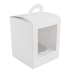 Коробка на 1 капкейк белая с ручкой